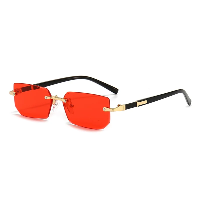패션 무테 선글라스 남성 여성 인기 Frameless Sun Glasses 남성 여성 클래식 작은 사각형 여름 여행 그늘