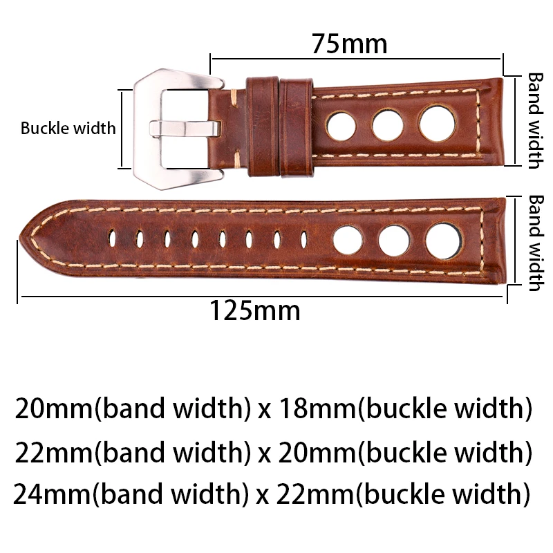 쇠가죽 채찍으로 치다 시계 스트랩 팔찌 빈티지 정품 가죽 20mm 22mm 24mm 시계 밴드 여성 남성 패션 시계 밴드 벨트 핀 버클