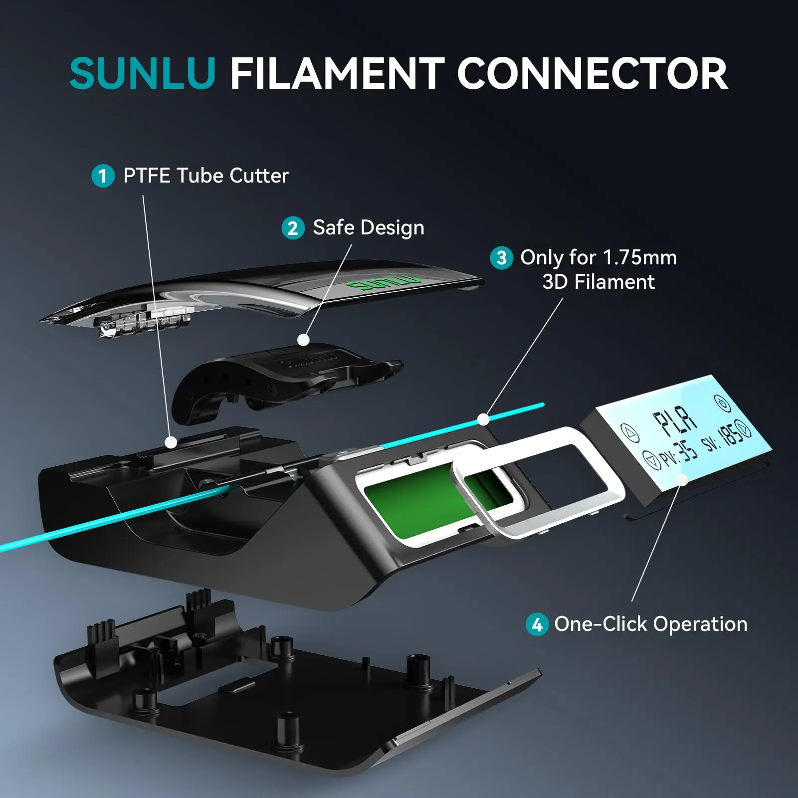 SUNLU 필라멘트 커넥터 PLA/PETG/TPU/ABS/PA/나일론 용 1.75mm 필라멘트 고속 용접 200Pcs PTFE 슬리브 필라멘트 스플라이서