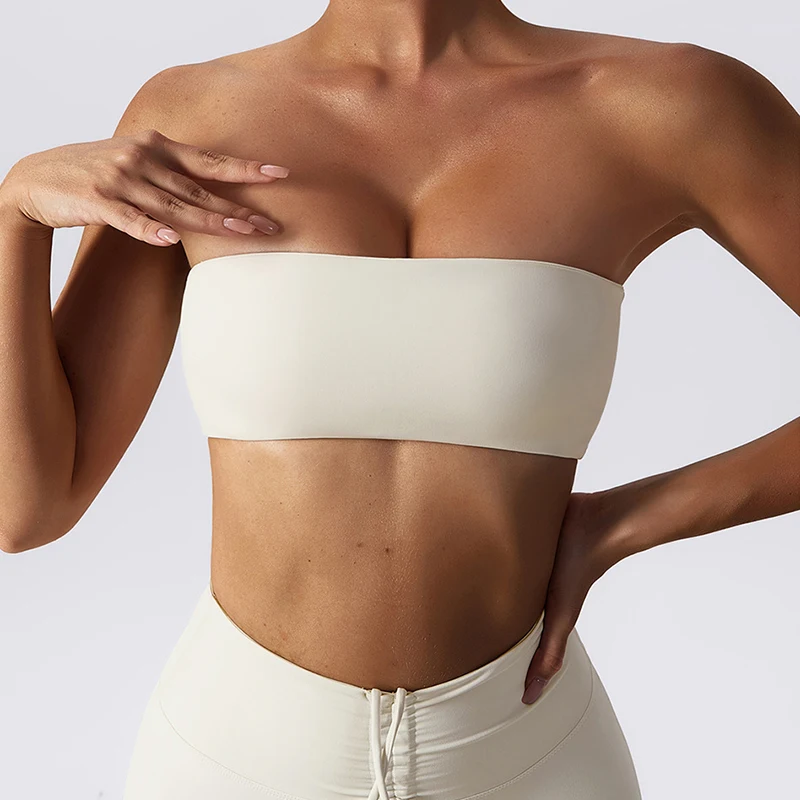 Strapless 스포츠 브래지어 체육관 탑 여성 빠른 건조 요가 의류 여성 튜브 탑 피트니스 가슴 랩 속옷 운동 브래지어 여성