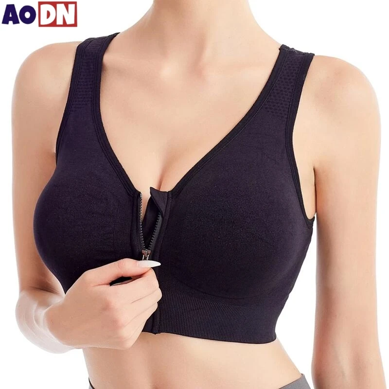 러닝 피트니스 스포츠 브래지어 앞 지퍼 여성 속옷 Underwire Bralette 통기성 원활한 브래지어없이 충격 방지