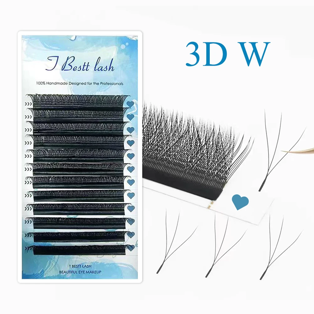 TBestt 매트 블랙 5D W 모양 속눈썹 확장 미리 만들어진 볼륨 속눈썹 가짜 자연 전문 3D W Cilios 속눈썹