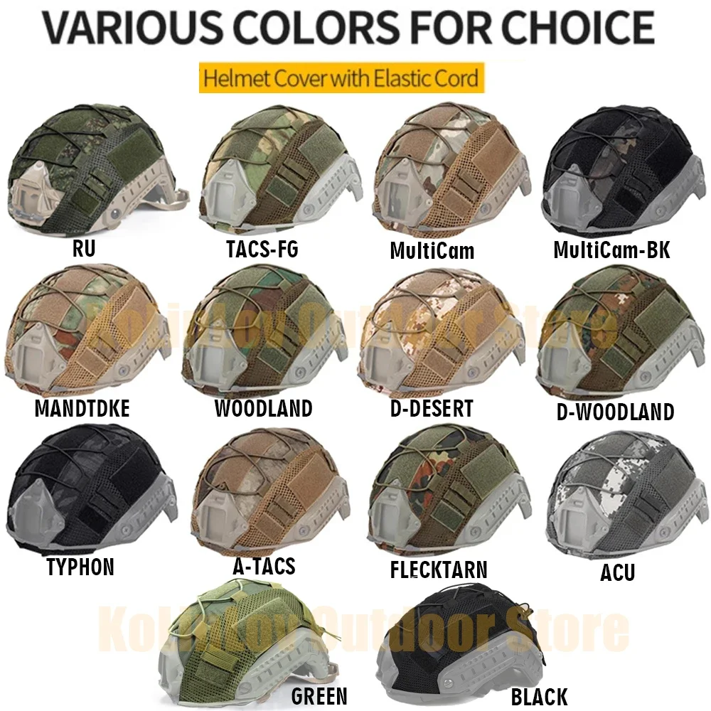 ​ 빠른 MH PJ BJ OPS 코어 헬멧 용 전술 헬멧 커버 Airsoft Paintball 탄성 코드가있는 하이 컷 헬멧 커버 카모