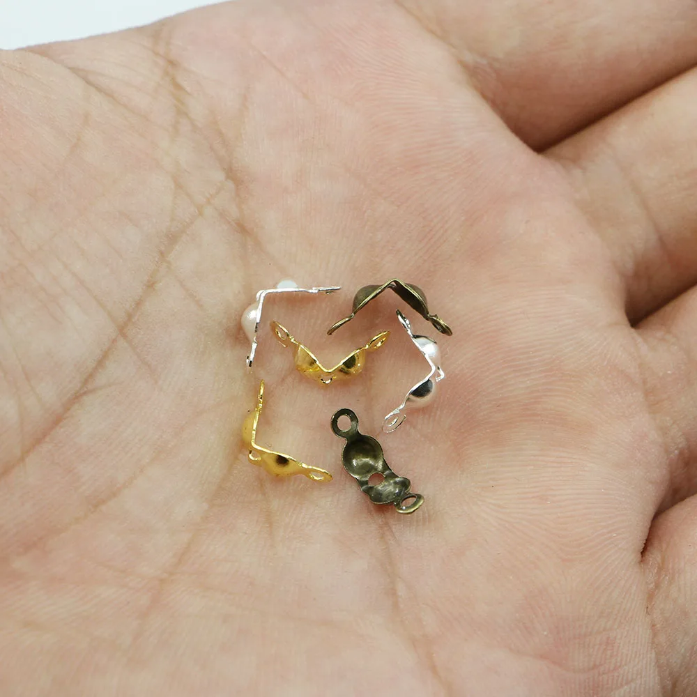 100-200pcs 커넥터 걸쇠 피팅 4*7mm 볼 체인 Calotte 끝 크림프 비즈 커넥터 구성 요소 DIY 쥬얼리 Supplie 만들기