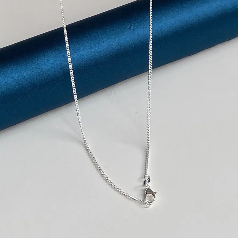 925 스털링 실버 2MM 40-75cm 사이드 체인 목걸이 남성 여성 매력 웨딩 파티 선물 쥬얼리 크리스마스 액세서리