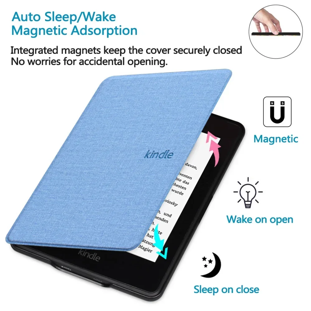 Kindle 2024 2022 2021 페이퍼화이트 컬러소프트 케이스, 마그네틱 파우치 커버 쉘, 1, 2, 3, 5, 6, 10, 11, 12 세대, 6, 6.8, 7 인치