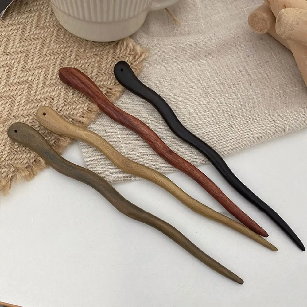 중국 스타일 우아한 우드 비녀, 여성용 머리핀, 심플한 헤어 포크, 빈티지 한푸 치파오, 머리 장식, 헤어 액세서리