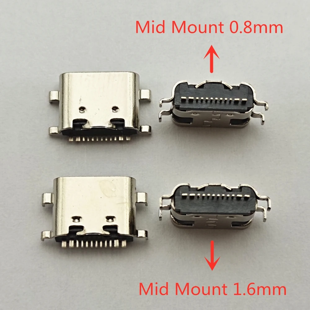 10-100pcs USB-3.1 USB 커넥터 유형 C 수평 중간 마운트 16P 여성 1.6mm 스루 보드 0.8mm 충전기 어댑터 DIY 유형 C title=10-100pcs USB-3.1 USB 커넥터 유형 C 수평 중간 마운트 16P 여성 1.6mm 스루 보드 0.8mm 충전기 어댑터 DIY 유형 C 
