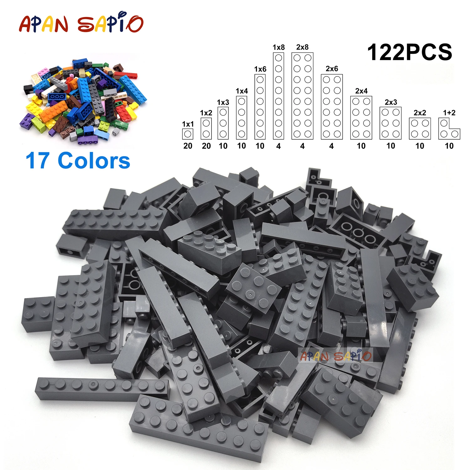 122pcs 두꺼운 피규어 벽돌 12 크기 DIY 빌딩 블록 교육 크리 에이 티브 크기 어린이를위한 3001 플라스틱 장난감과 호환 가능 title=122pcs 두꺼운 피규어 벽돌 12 크기 DIY 빌딩 블록 교육 크리 에이 티브 크기 어린이를위한 3001 플라스틱 장난감과 호환 가능 