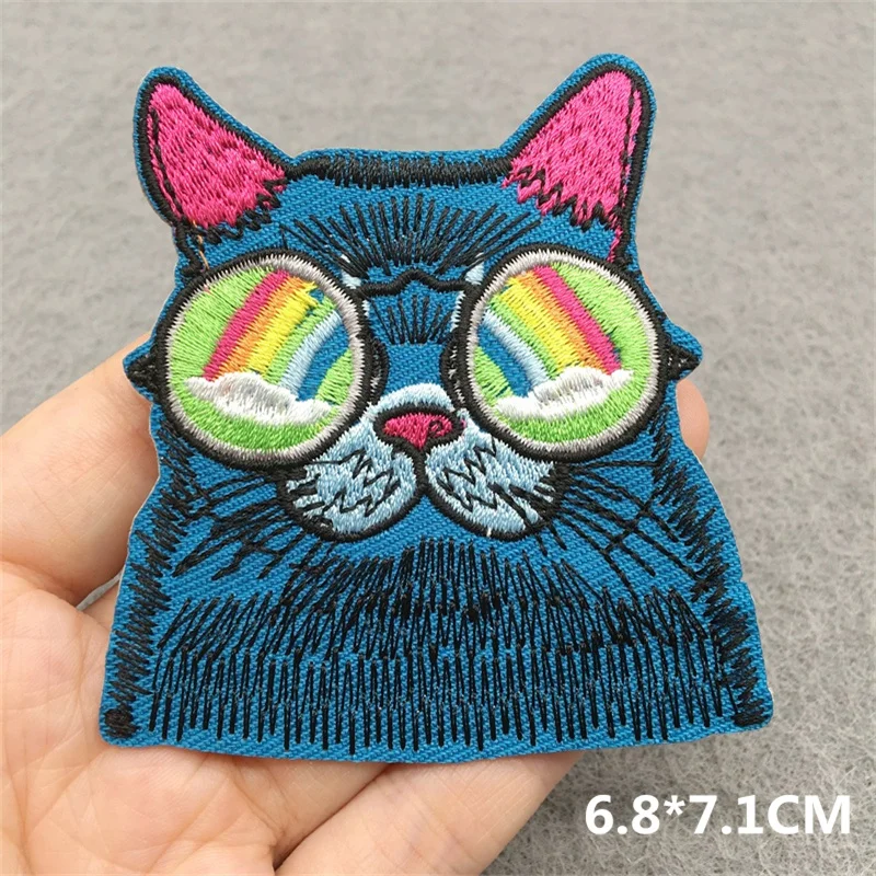 고양이 얼굴 자수 패치, 만화 동물 패치, 의류용 다리미 패치, 의류용 열 접착 패치, 바느질 스티커