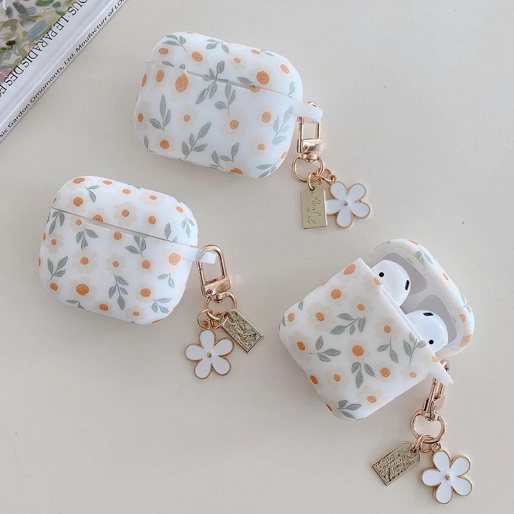 Apple AirPods 4 ANC 플라워 프린트 이어폰 케이스 AirPods 2 3 Pro2 실리콘 소프트 무선 헤드폰 커버 (키 체인 포함) title=Apple AirPods 4 ANC 플라워 프린트 이어폰 케이스 AirPods 2 3 Pro2 실리콘 소프트 무선 헤드폰 커버 (키 체인 포함) 