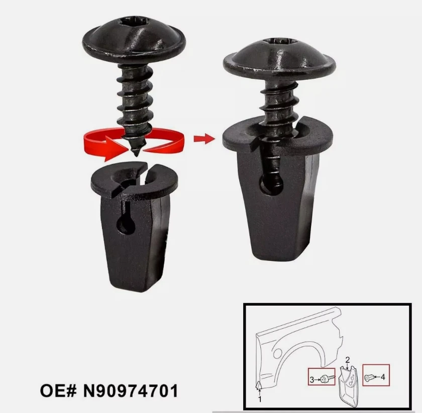 10 쌍 펜더 섀시 트림 장착 볼트 Vw Torx 나사 볼트 범퍼 아치 머드 플랩 스플래시 가드 언더 트레이 트림 고정