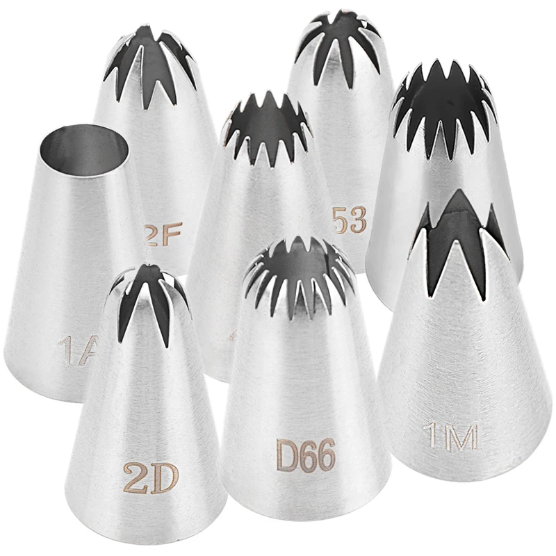 8pcs 파이프 노즐 세트 스테인레스 스틸 아이싱 노즐 크림 케이크 파이프 팁 디저트 비스킷 컵 케이크 주방 액세서리 title=8pcs 파이프 노즐 세트 스테인레스 스틸 아이싱 노즐 크림 케이크 파이프 팁 디저트 비스킷 컵 케이크 주방 액세서리 