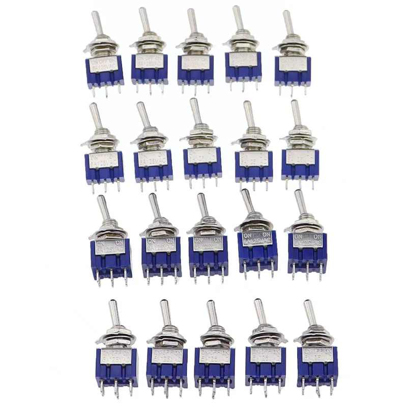 5Pcs ON-OFF-ON ON-ON3 핀/6PIN 2/3 위치 미니 래칭 토글 스위치 AC 125V/6A 250V/3A MTS-102 MTS-103 MTS-202 MTS-203
