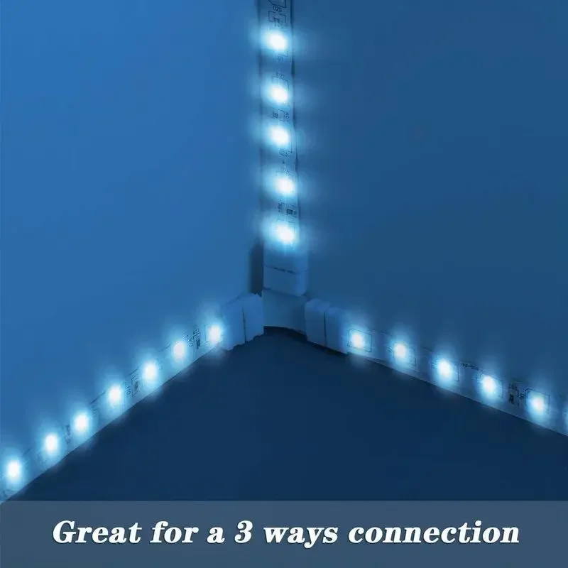 10pcs 솔더리스 LED 스트립 커넥터 2 4 5 핀 10mm 8mm L/T 유형 SMD 5050 2835 LED 스트립 용 배선되지 않은 Gapless 터미널 확장