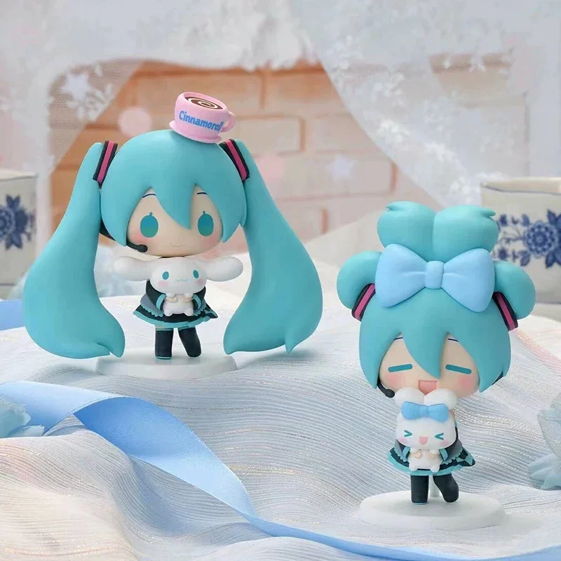 애니메이션 하츠네 미쿠 피규어 Cinnamoroll 피규어 미쿠 카와이 액션 입상 Q 버전 인형 모델 Pvc 데스크탑 장식 장난감 선물