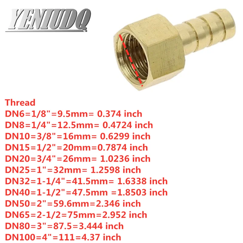 황동 호스 피팅 4mm-19mm 바브 테일 1/8 
