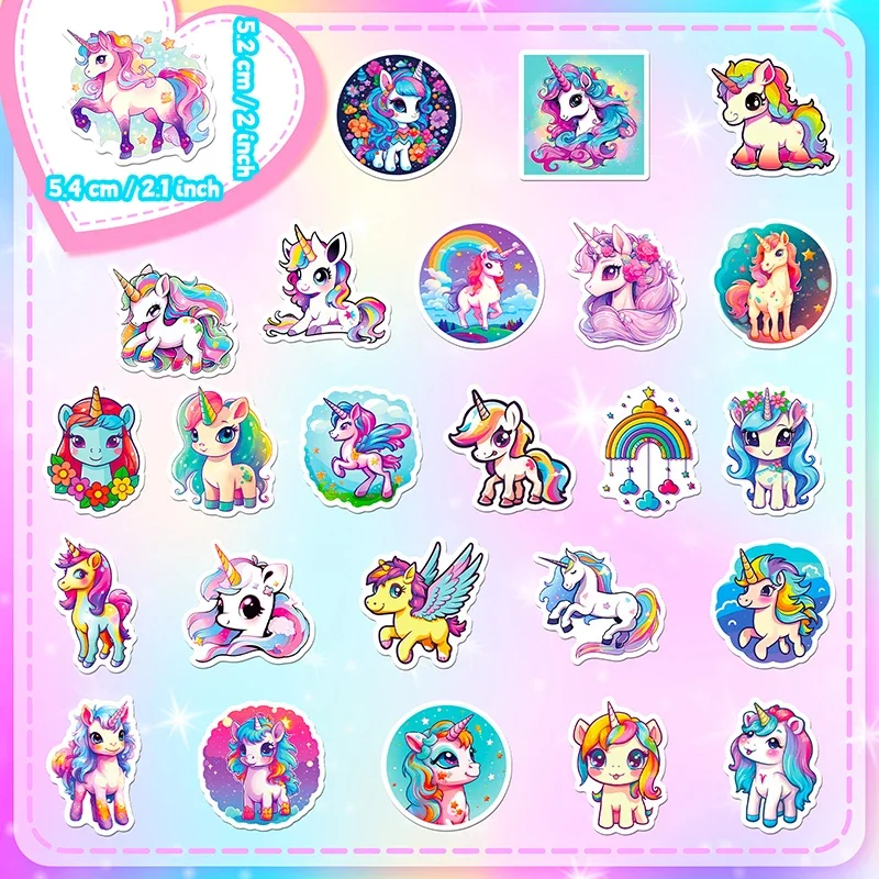 10/30/50PCS 유니콘 비행 PVC 스티커 미적 장식 Scrapbooking 어린이 한국어 편지지 학교 용품 어린이위한
