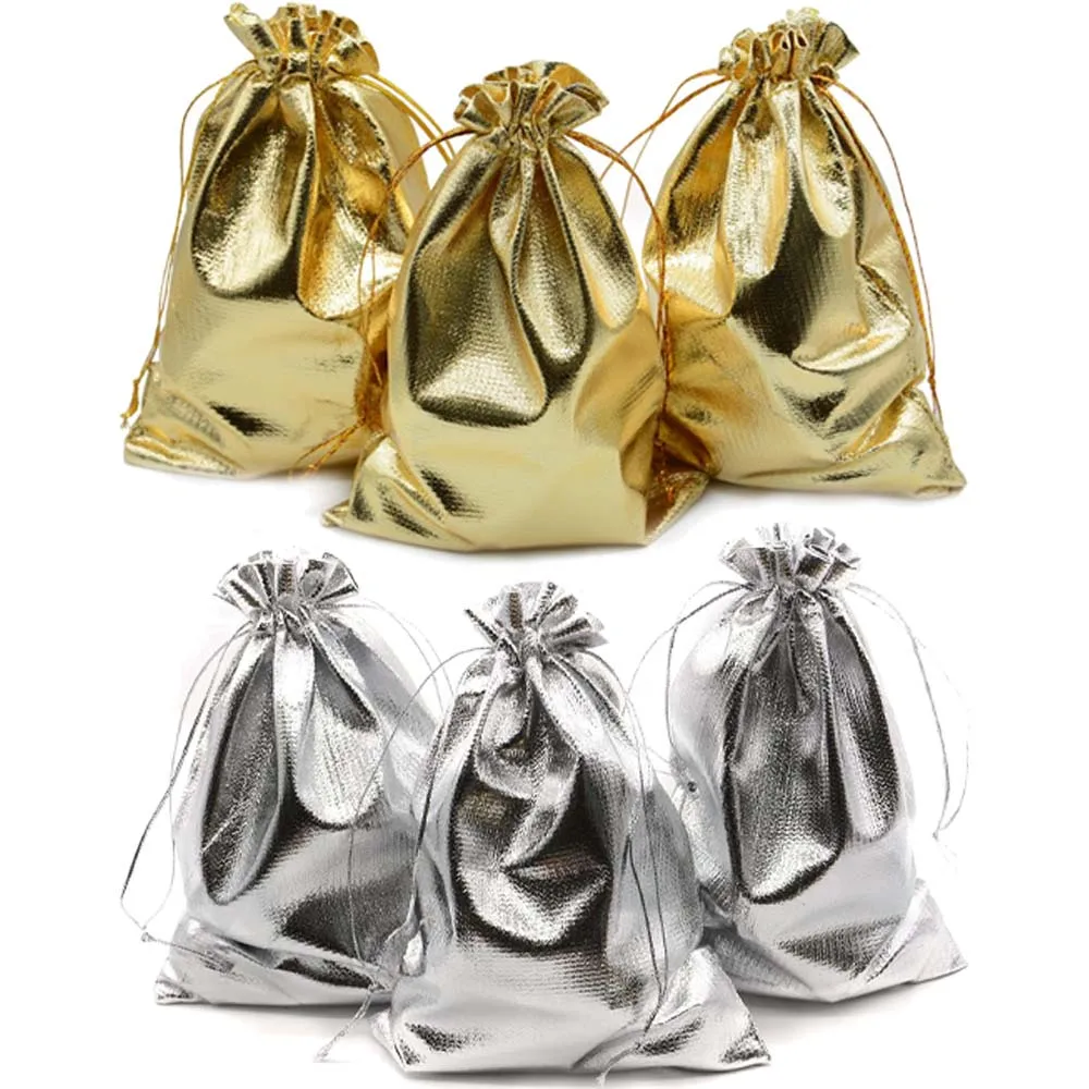 50pcs 골드 선물 Drawstring 가방 보석 주최자에 대 한 파우치 캔디 바 초콜릿 패키지 중소 기업 용품을 선호