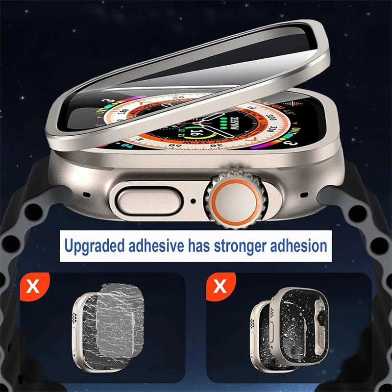 Apple Watch Ultra 2 용 알루미늄 합금 케이스 + 강화 유리 iWatch Ultra 49mm 커버 필름 용 49mm 스크래치 방지 화면 보호기