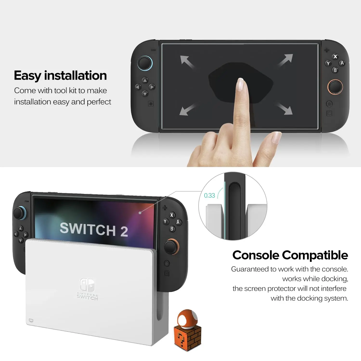 스위치 Nintendo 2 모델 2025 용 화면 보호기 강화 유리, 투명 HD 투명 스크래치 방지 화면 보호기 액세서리