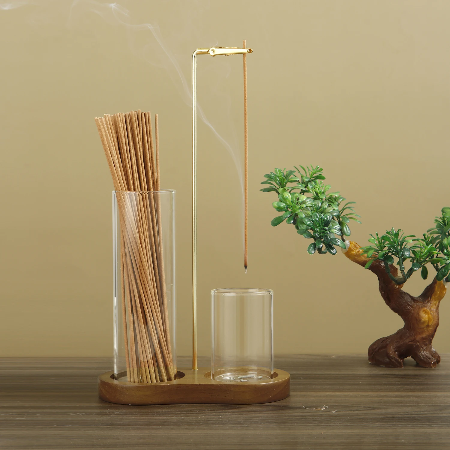 스틱 용 2 in 1 향 홀더 이동식 유리 재 포수 및 향 스틱 주최자가있는 Anti-Ash Flying Incense Burne title=스틱 용 2 in 1 향 홀더 이동식 유리 재 포수 및 향 스틱 주최자가있는 Anti-Ash Flying Incense Burne 