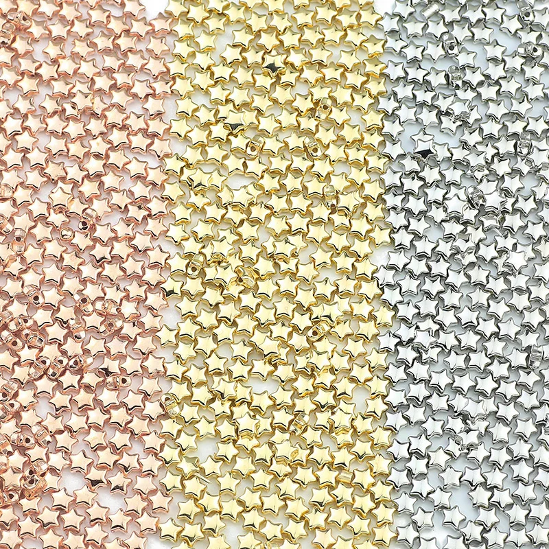 6mm 100~400pcs 별 모양 CCB 페르시 골드 실버 도금 루즈 비즈 쥬얼리 만들기 DIY 목걸이 팔찌 액세서리