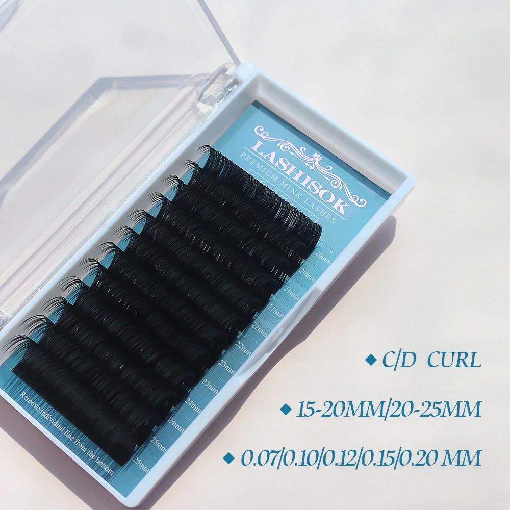 GLAMLASH 믹스 7~15/15-20/20-25mm 수제 한국어 Pbt J/B/C/D/L/LU(M) 컬 속눈썹 연장 천연 소프트 인조 밍크 래쉬