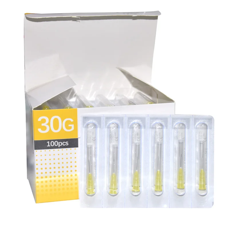 30G-34G 무통 바늘 피어싱 투명 주사기 주입 접착제 클리어 팁 캡 제약 주입 바늘 1.5/2.5/4/6mm