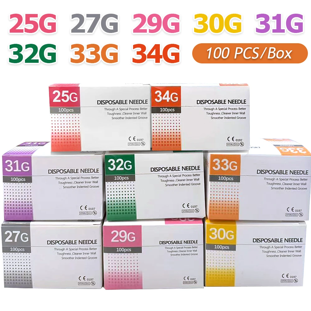 100Pcs 25G 27G 29G 34G 33G 32G 31G 30G 무통 소형 초극세 미용 바늘 일회용 주입 피어싱 바늘 1.5/4/6/13mm title=100Pcs 25G 27G 29G 34G 33G 32G 31G 30G 무통 소형 초극세 미용 바늘 일회용 주입 피어싱 바늘 1.5/4/6/13mm 