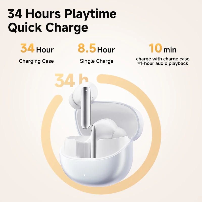 QCY MeloBuds Pro ANC Bluetooth 5.3 이어폰 무선 46dB 하이브리드 ANC 고해상도 LDAC 이어 버드 6 마이크 헤드폰 34H 이어폰 감지