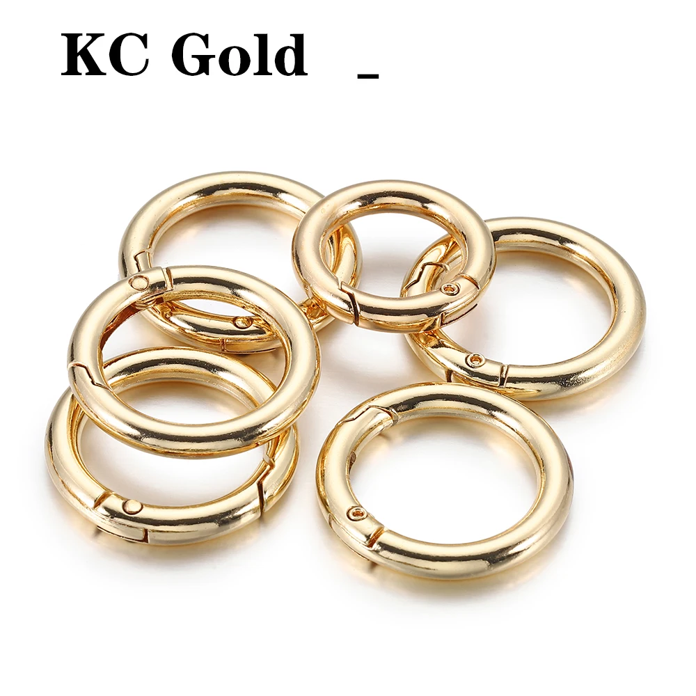 10pcs/5pcs 봄 걸쇠 키 체인 반지 KC 골드 컬러 개방형 라운드 Carabiner 후크 버클 가방 체인 키 쥬얼리 만들기 DIY