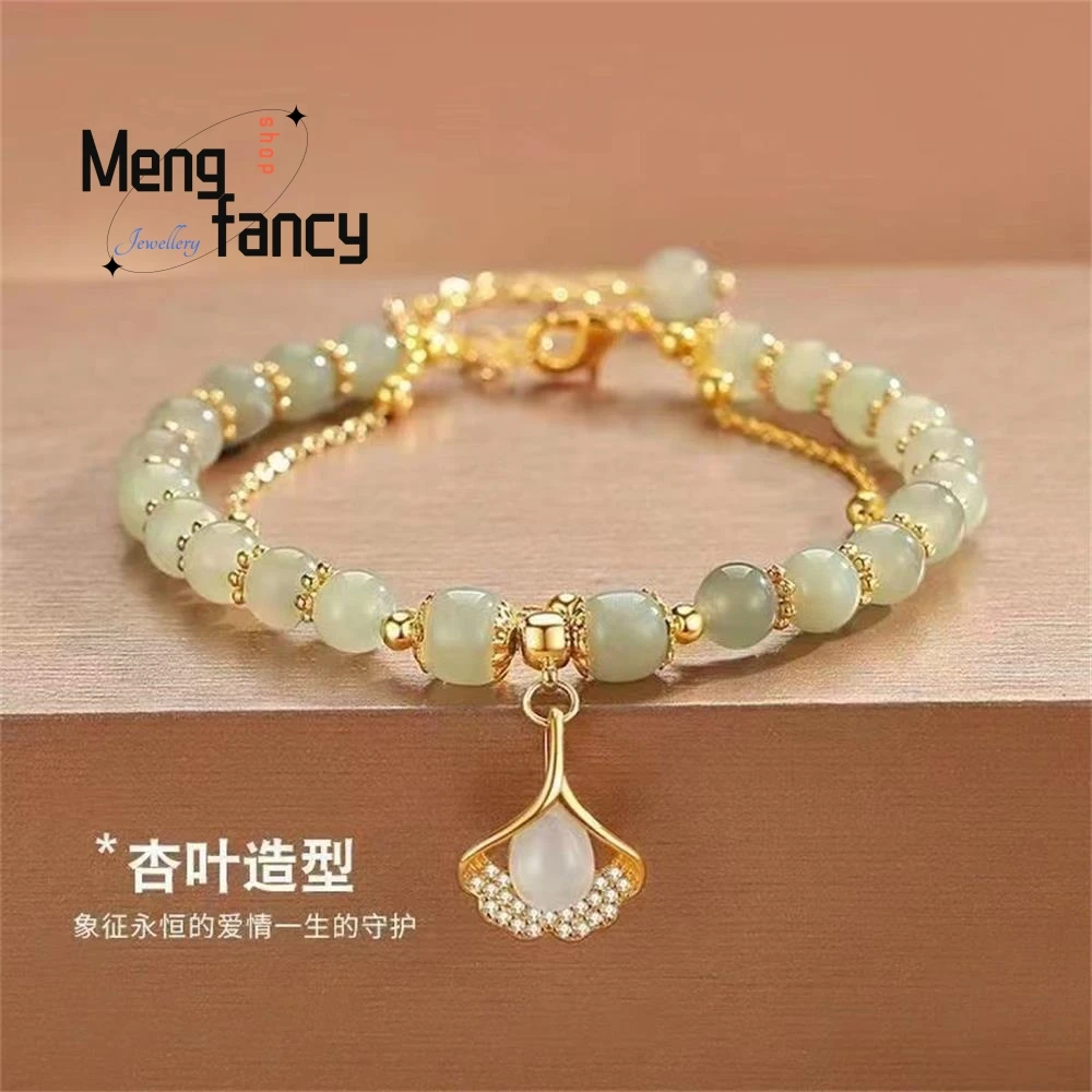 천연 Hetian Jasper 세 가지 삶에는 살구가 있습니다. 이중 살구 잎 팔찌 절묘한 매력 럭셔리 패션 쥬얼리 title=천연 Hetian Jasper 세 가지 삶에는 살구가 있습니다. 이중 살구 잎 팔찌 절묘한 매력 럭셔리 패션 쥬얼리 