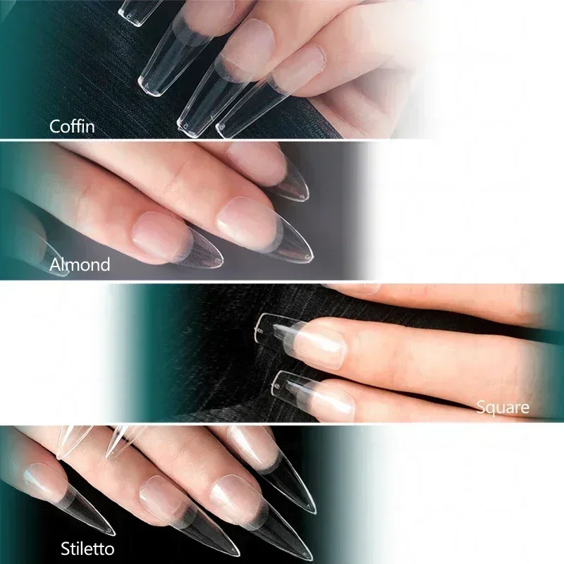 NAILPOP 가짜 손톱 전체 커버 프레스, 코핀 소프트 젤, 미국 포즈 캡슐, 익스텐션 시스템용 가짜 네일 팁, 120 개