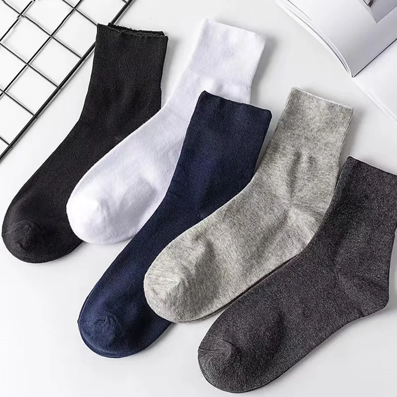 10PCS = 5Pairs 느슨한 입 양말 당뇨병 예방 정맥류 코튼 편안한 노인 고혈압 환자 뚱뚱한 남자 양말 선물