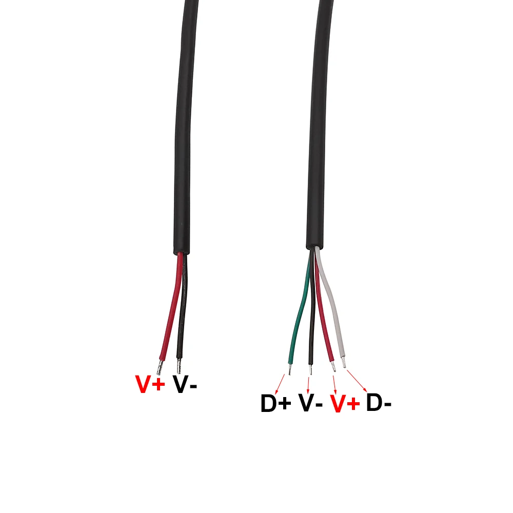 USB 유형 C 남성 여성 플러그 전원 공급 장치 충전기 커넥터 2 핀 4 핀 USB-C DIY 수리 케이블 용접 유형 와이어 0.3M 1M 2M