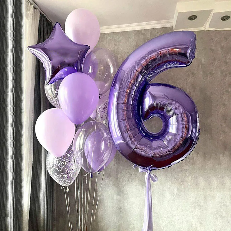 소년 소녀 생일 풍선 32 인치 보라색 번호 풍선 1 2 3 생일 파티 장식 어린이 anniversaire 9/1/3 세
