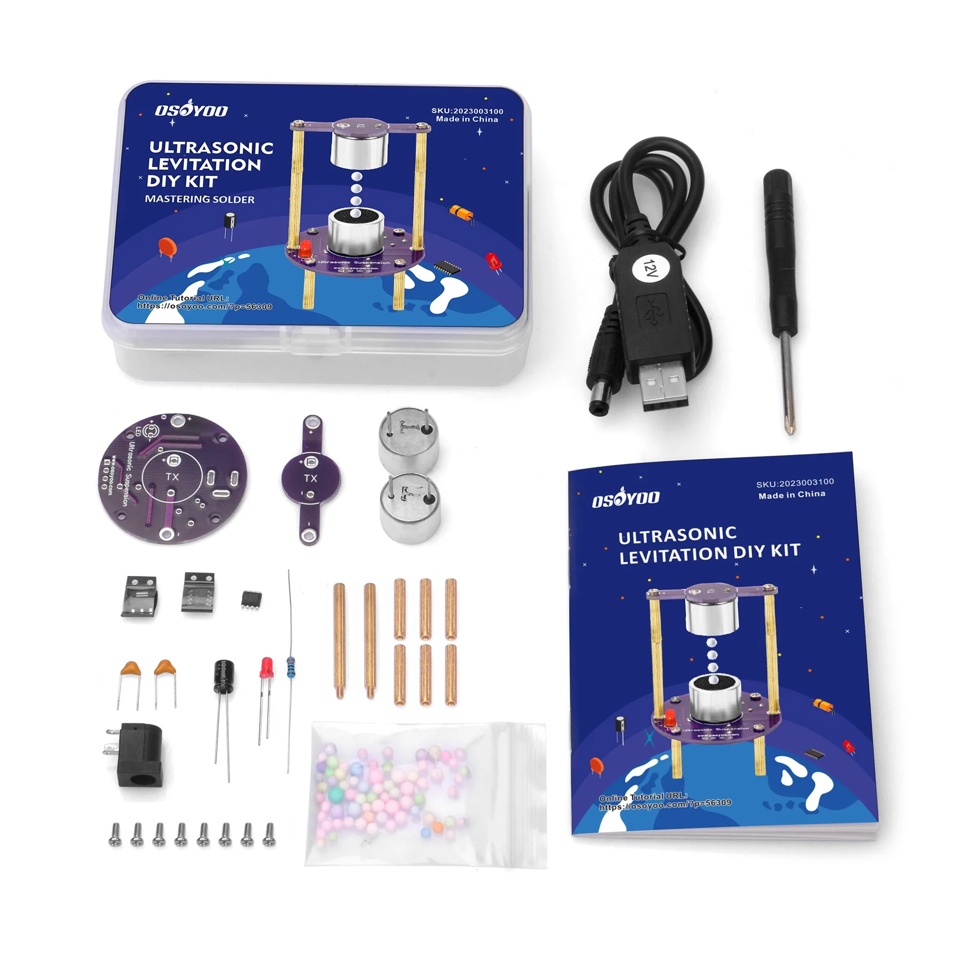 OSOYOO 납땜 연습 키트 학습 솔더 초보자 성인을 위한 USB 케이블로 DIY 초음파 부상 프로젝트