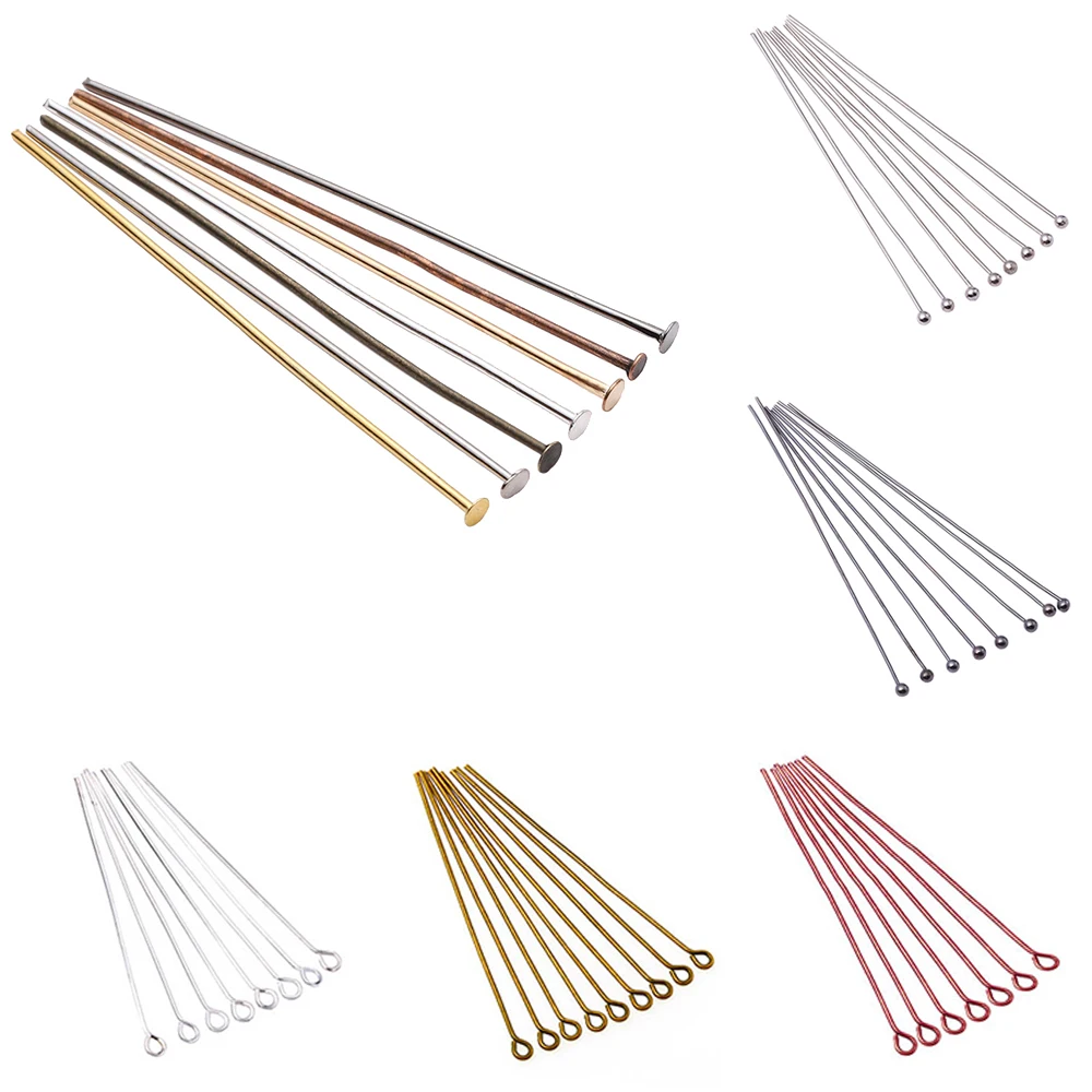 100/200 개/몫 3 스타일 16-60mm 아이 핀 볼 헤드 핀 귀걸이 팔찌 펜던트 쥬얼리 결과 DIY 용품 만들기