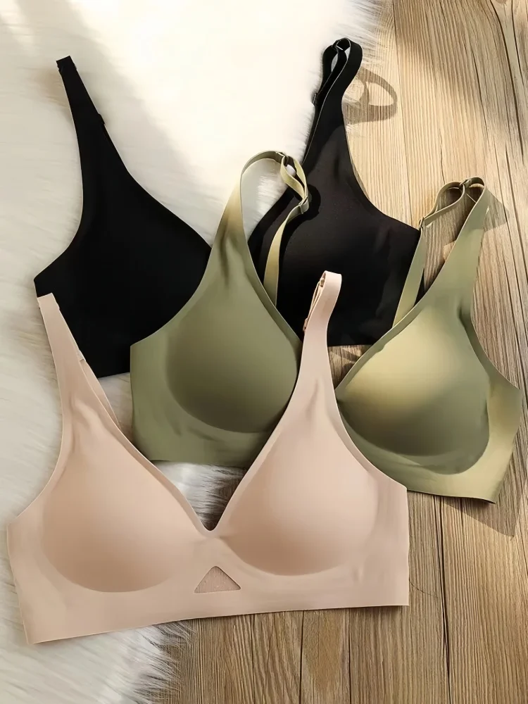 여성을위한 원활한 브래지어 무선 브래지어는 깊은 V 광택 속옷을 밀어 여성 Bralette 보이지 않는 패딩 Brasiere 섹시한 란제리