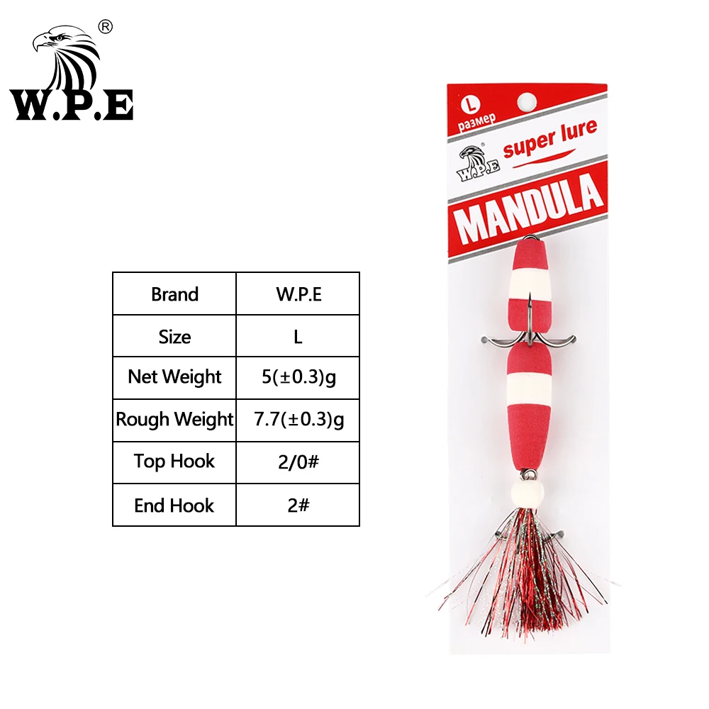 W.P.E 신제품 MANDULA 크기 L 1 피스 낚시 미끼 50 색베이스 미끼 곤충 미끼 소프트 낚시 미끼 Pesca 낚시 Wobbler, 낚시용 미끼 낚시용