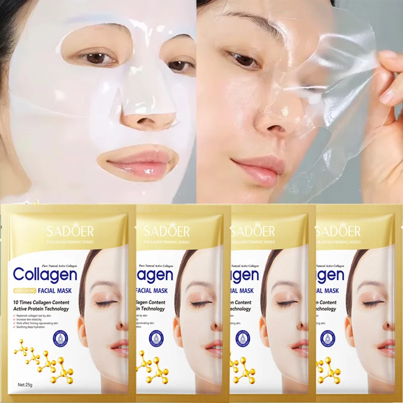 10PCS 콜라겐 안티 링클 페이셜 마스크 안티 에이징 페이드 파인 라인 펌 스킨 모이스춰 라이징 브라이트닝 스킨 케어 한국 화장품