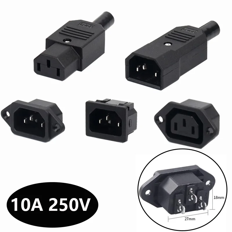 IEC320 10A 250V 검정색 남성 여성 도킹 플러그 커넥터 Rewireable C13 C14 플러그 Rewirable Power Konektor 3 핀 AC 소켓 title=IEC320 10A 250V 검정색 남성 여성 도킹 플러그 커넥터 Rewireable C13 C14 플러그 Rewirable Power Konektor 3 핀 AC 소켓 