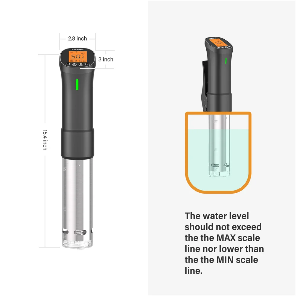 INKBIRD 요리용 수비드 ISV-200W Wi-Fi 정밀 쿠커, 강력하고 내구성 있는 침수 순환기, 스테인리스 스틸 부품 포함