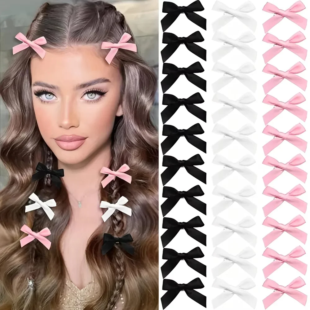 달콤한 Y2k 여자 Bowknot 미니 헤어 클립 금속 머리핀 머리 장식 자용 수제 리본 활 앞머리 클립 패션 헤어 액세서리