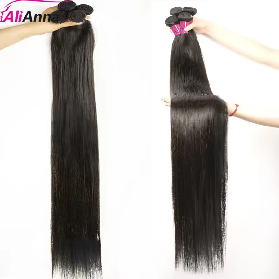 ALIANNA 26 인치 인간의 머리카락 번들 10A 브라질 원시 헤어 위브 번들 30 38 40 인치 스트레이트 인간의 머리카락 번들 헤어 익스텐션