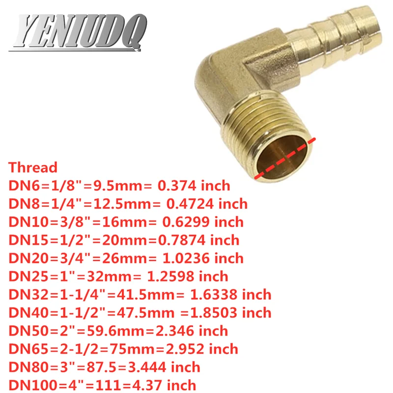 황동 호스 피팅 4mm-19mm 바브 테일 1/8 