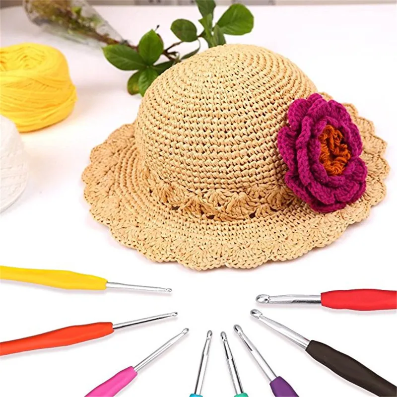 KOKNIT 1pcs 크로 셰 뜨개질 후크 믹스 크기 1.0mm ~ 10.0mm 소프트 핸들 뜨개질 후크 바늘 DIY 공예 원사 바느질 바늘 엄마 선물