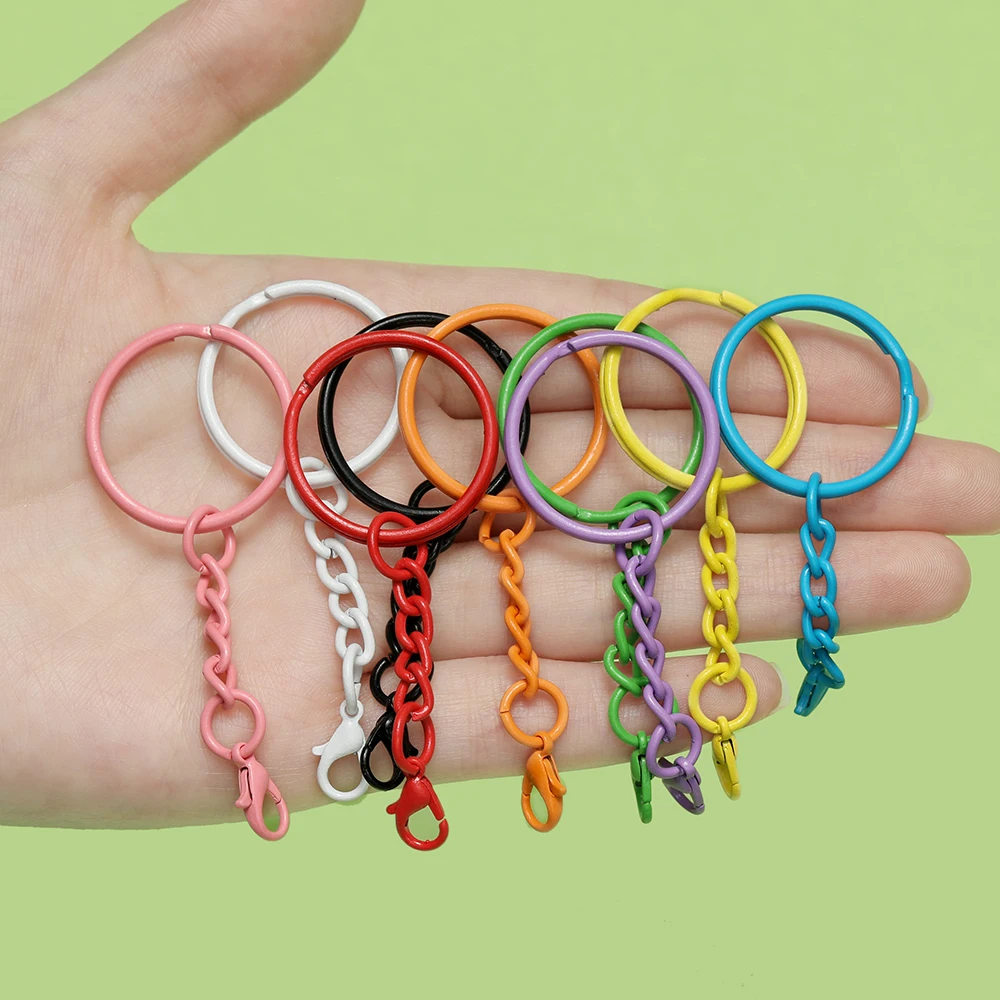 10pcs 25mm 컬러 열쇠 고리 체인 랍스터 걸쇠 DIY 쥬얼리 만들기 열쇠 고리 커넥터 후크 가방 버클 액세서리