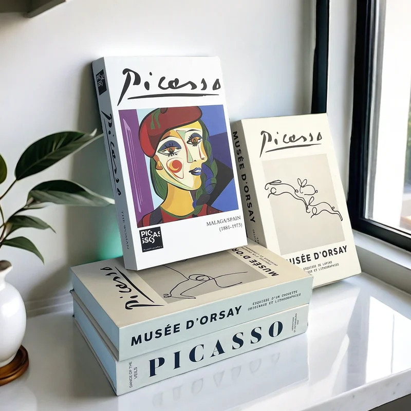 바우하우스 장식 책 오픈 럭셔리 가짜 책 보관 상자 홈 장식 Matisse Boho Monet 커피 테이블 선반 인테리어 장식